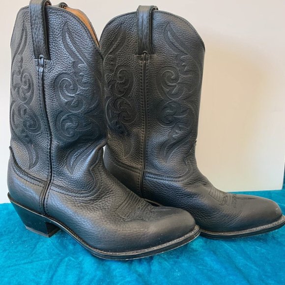 Justin Cowtown Boots Shoes - Justin Cowtown black western cowgirl boots SZ 8.5 W soft pebble leather